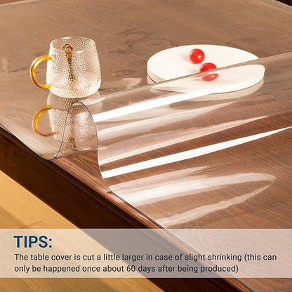 Clear Table Cover Protector Rectangle 42 x 84 Inch, 1.5mm Transparent Plastic Table Protector Waterproof, Anti-Scratch Clear Desk Mat for Office Desktop Dresser Dining Table, FDA Compliant