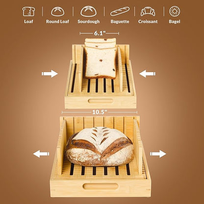 Slicer for Homemade Loaves – Adjustable Bamboo Bread Cutter, Wide Sourdough Slicing Guide, Gift for Home Bakers