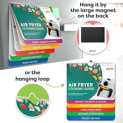 Air Fryer Cheat Sheet Magnets Cooking Guide Booklet - Air Fryer Cookbooks - Air Fryer Liners - Air Fryers Kitchen Gifts Gadgets 2025 and 2026 - Air Fryer Accessories - Air Fryer Cooking Guide