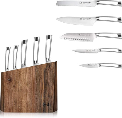 Cangshan TN1 Series 1024838 Swedish 14C28N Steel Forged 6-Piece Knife Block Set, Walnut