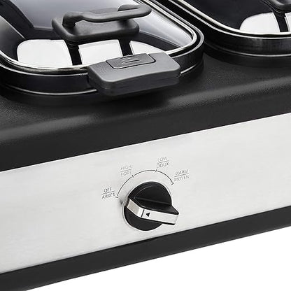 Amazon Basics Stainless Steel 3 x 2.5 Quarts Triple Slow Cooker, Brushed Stainless Steel
