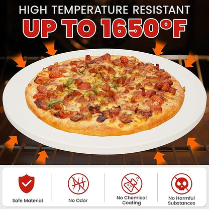 GOOD GAIN Pizza Stone for Oven Grill - 15'' Round Baking Stone for Bread, Pies | Cordierite Oven Stones for Cooking | Indoor,Outdoor | Durable, Heat Shock Resistant (White)