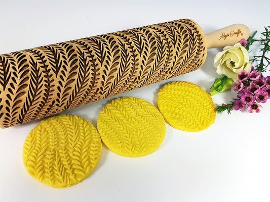 RIVER Embossed Rolling Pin. Dough Roller for Embossed Cookies and Pottery by Algis Crafts