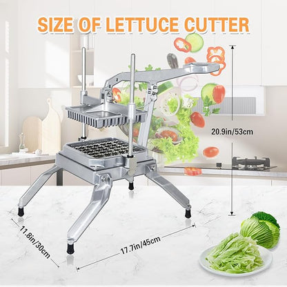 Hakka Commercial Lettuce Cutter, Heavy Duty Vegetable Slicer Cabbage Cutter Stainless Steel for Restaurant & Home Kitchen, Include 3 Blades(1 * 1", 1 * 1/2", 1/2 * 1/2")