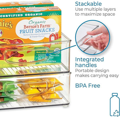 iDesign Stackable Pantry Bins with Handles, 4 Small and 4 Medium Bins, 8 Pack, Clear, Made in USA