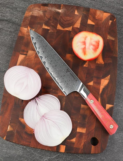 Kitchen Chef Knife 8 Inch, Professional Kitchen Knife, Ultra Sharp Damascus Powder Steel with Full-tang Resin Handle, SHENG Series