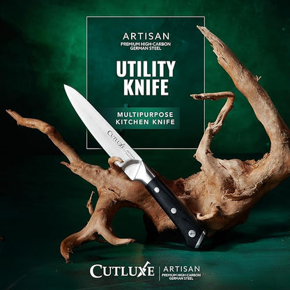 Cutluxe Kitchen Utility Knife, 5.5" Paring Kitchen Knife – Razor Sharp Blade, High Carbon German Steel, Full Tang Ergonomic Handle Design – Artisan Series