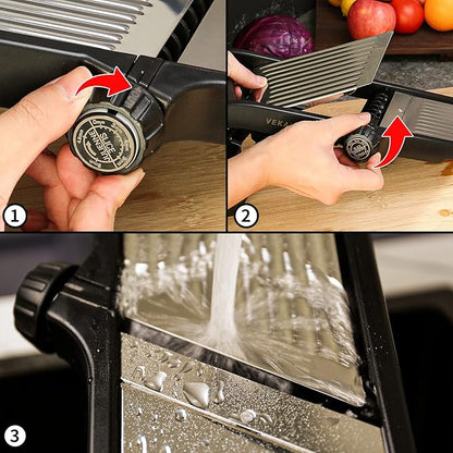 VEKAYA Mandoline Slicer for Kicthen,Adjustable Vegetable Slicer,Food Chopper,Potato Slicer,Mandolin,Tomato Slicer,Veggie Cutter,Stainless Steel Professional with Safety Gloves