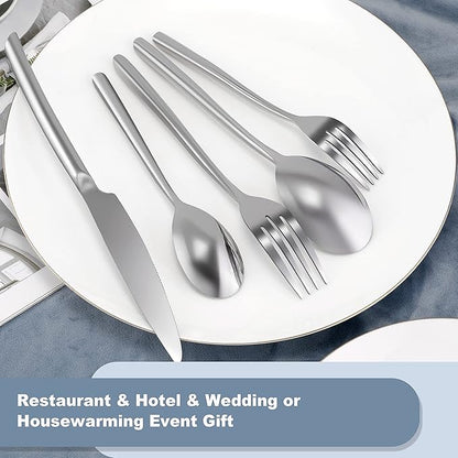 DEACORY Silverware Set Flatware Set Stainless Steel Cutlery Set Heavy Mirror Finished Dishwasher Safe Streamlined Handle Hotel Event Party Wedding Use 40 Pieces Service for 8