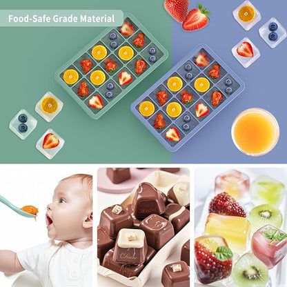 Silicone Ice Cube Tray 3 Pack, HANCELANT Ice Cube Mold, Ice Trays for Freezer with Lid for Whiskey, Baby Food, BPA Free, Easy Release