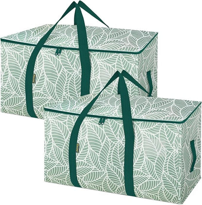 BALEINE 2-Pack Oversized Moving Bags with Reinforced Handles, Heavy-Duty Storage Tote for Clothes, Moving Supplies (Antique Folidage, 2-Pack)