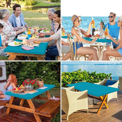 homing Rectangle Table Cloth Cover, Waterproof Polyester Elastic Fitted Tablecloth, Fits for 8 Foot Folding Tables, Washable Table Protector for Picnic, Camping, Outdoor (Teal, 36" x 96")