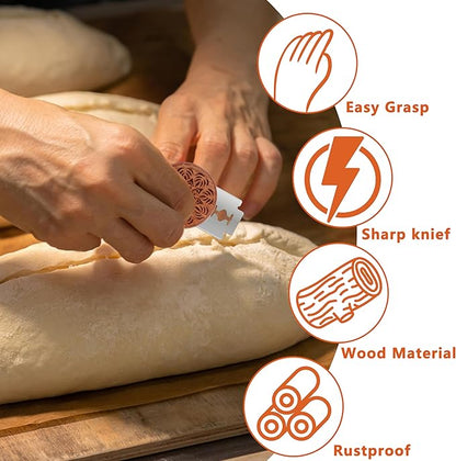 UFO Bread Lame Cutter for Homemade Sourdough,Bread Scorer Tool for Sourdough with 5 Blades and Storage Cover,Slashing Tool Bread Cutting Knife for Artisan Bread and Baguette Makers,Leaf
