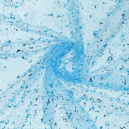 Artoid Mode 3PCS Light Blue Gauze Table Runner 120 Inch 10FT, Glitter Metallic Foil Sheer Dining Wedding Anniversary Holiday Table Decor for Home Party