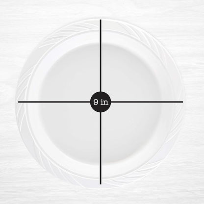 PLASTICPRO 400 Count Disposable 9 Inch White Plastic Dinner Plates large