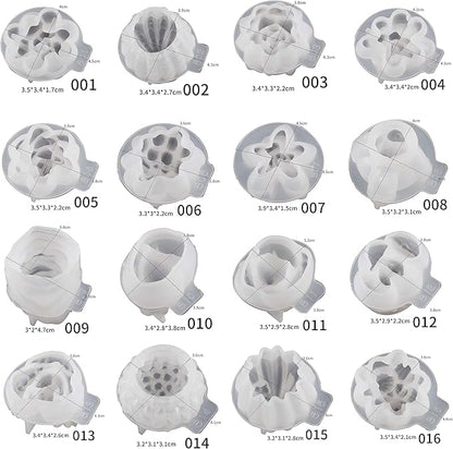 34 Pack Flower Succulent Candle Mold Resin Casting Silicone Molds for Home Decor & Candle Making Wave Spiral Mold