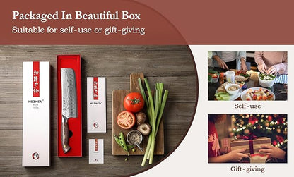 HEZHEN Nakiri Knife,7.4 Inches, 67 Layers Damascus Steel Japanese Vegetable Knife for Professional Chefs and Home, Micarta Handle,Gift Ready