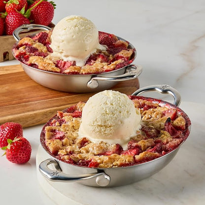 Hestan OvenBond Provisions - Oval au Gratin Dishes Stainless Steel, Set of 2, (13 Ounce), Small (6.5" x 5.5")