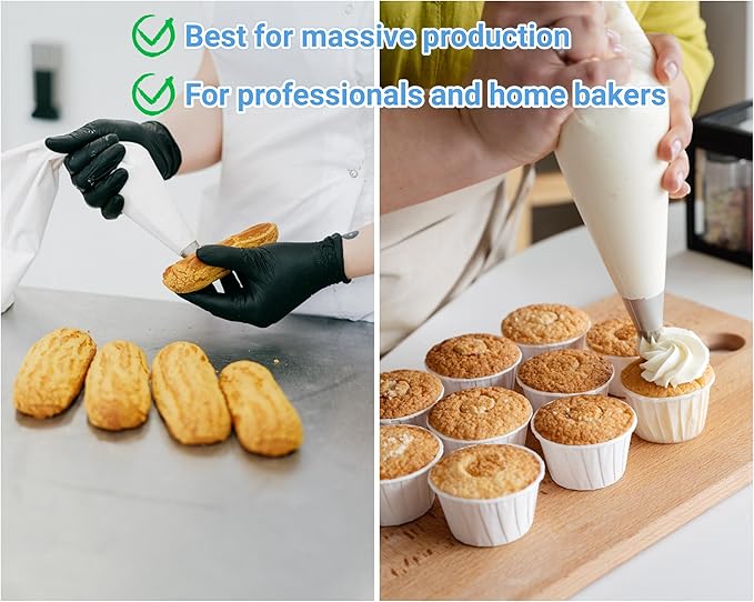 XXL 23 Inch Extra Large Piping Bags 100 Pack - Disposable Pastry Bags - Thick Anti-Burst Pastry Icing Frosting Piping Bags For Decorating Cupcakes Cakes Cookies (Extra Large 23 Inch-100 Pack)