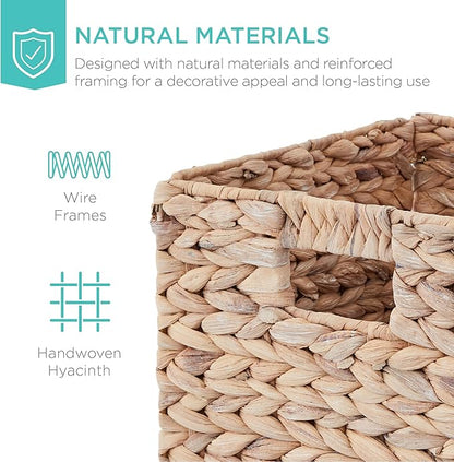 Best Choice Products 10.5x10.5in Pack of 5 Cube Storage Baskets, Water Hyacinth Multipurpose Collapsible Organizers, Handwoven Laundry Totes for Laundry, Living Room, Kids Room & Nursery - White