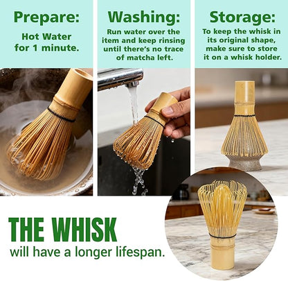 Traditional Japanese Matcha Whisk, 100-Prong Handcrafted Bamboo Chasen (Tea Whisk), Essential Tool for Whisking Ceremonial Grade Matcha Powder