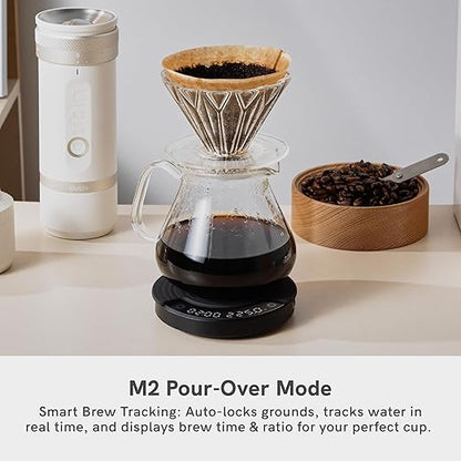 OutIn Claro Portable Coffee Scale, Espresso Scale 2kg/0.1g Accurate Measurement, Pour Over Coffee Scale Multiple Modes, Timer Function, Rechargeable, with Protective Bag
