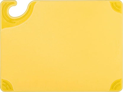 San Jamar Saf-T-Grip Plastic Cutting Board with Safety Hook, 9" x 12" x 0.375", Yellow