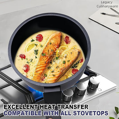 Nonstick Sauce Pan with Lid,1.5QT small pot, PFOA Free,Kitchen Pots Induction Pot,Black
