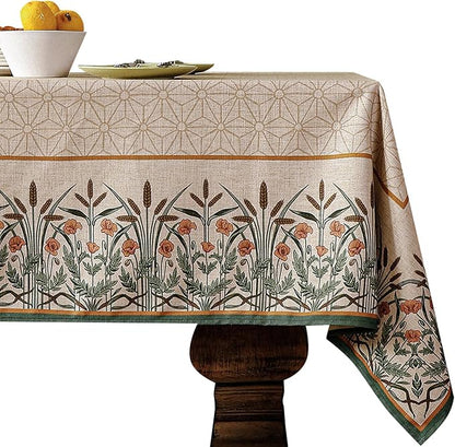 patdrea Designer Linen Rectangle Table Cloth,Vintage Anti-Wrinkle Durable Breathable French Extra Long Tablecloth,Dacorative for Kitchen Dining,Holiday,Christmas,Thanksgiving,67"x118"-Cudillero