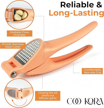 Garlic Press, Handheld Garlic Mincer, Easy to Squeeze - Easy to Clean - Ergonomic Kitchen Helper, No Hand Smell, Just Put It in the Bowl, Let the Garlic Masher Do the Rest - Dishwasher Safe