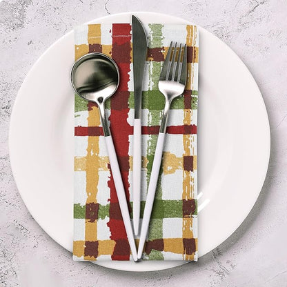 Urban Villa Cloth Napkins Autumn Prints Dinner Napkins Set of 12 20X20 100% Cotton Absorbent Washable Durable Reusable Cloth Napkins Ideal for Farmhouse Party Thanksgiving Harvest Fall Dinner Napkins