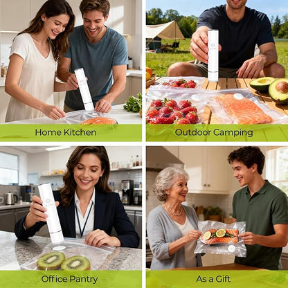 Reusable Vacuum Sealer Bags for Food with Air Valve, 50 Pack BPA‑Free Food Saver Bags Dishwasher‑Safe, Freezer,Microwave, Odor-Resistant, Leak‑proof for Leftovers, Meal Prep, Sous Vide, BBQ