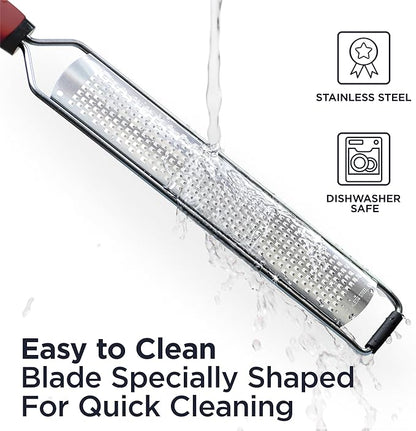 Deiss PRO Citrus Zester & Manual Cheese Grater - Parmesan, Lemon, Ginger, Garlic, Nutmeg, Chocolate - Sharp Stainless Steel Blade - Dishwasher Safe