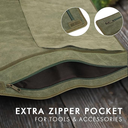 ELIZO Leather Knife Roll Bag Professional Chef Knife Case, Durable Knife Sheath Holder, Cooks & Culinary Tools Carrying Storage, Portable Knife Wrap - 4 Slots (Eucalyptus)