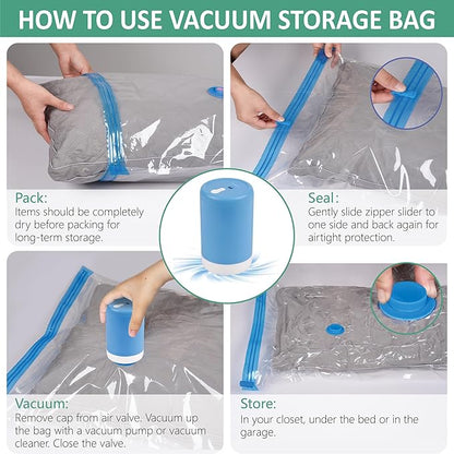 Cozy Essential 35 Pack Vacuum Storage Bags with Electric Pump, Vacuum Seal Space Saver Bags for Clothing, Pillows, Blanket, Bedding, Comforters