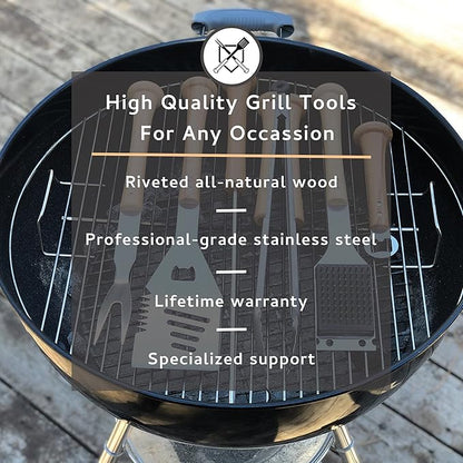 Baseball BBQ | 'Splitfinger' Grill Tongs | BBQ Grilling Accessories & Utensils for Baseball Fans | Patented Wooden Bat Handle & Quality Stainless Steel | Add to Set