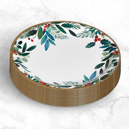 Papyrus Disposable Tabletop Plates Set - Elegant and Sturdy Plates for Any Occasion, Holiday Foliage, Dinnerware Set