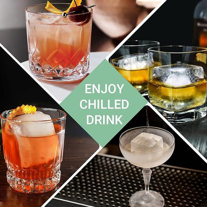 Large Ice Cube Trays for Whiskey: GGOW Big Silicone Ice Cube Trays - Huge Square Ice Cubed Tray for Whisky and Cocktail