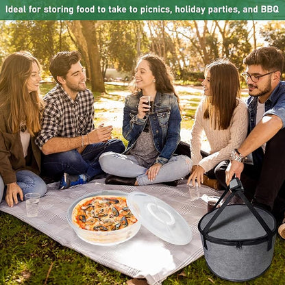 Aufind 12" 2 Pack Pie Carrier with Lid and Insulated Food Carrying Case Bag, Reusable Food Storage Containers for Pies, Cheesecake, Pizza, Nuts Fruit Perfect Gifts