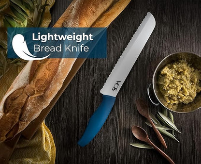 Vos Ceramic Knife with Peeler, Ceramic Knives Set For Kitchen, Ultra Sharp Kitchen Knife Set with Covers, 4"5"6"7"8" Paring, Chef Knife, Santoku & 2 more, Lightweight, Dishwasher safe (Multi-Color)