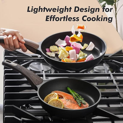 SENSARTE Nonstick Frying Pan Skillet with Lid, 8inch Non Stick Pan Omelette Pans, Healthy Kitchen Cooking Chef's Pan with Cover, Free of Intentionally Added PFOA/PFOS, Induction Compatible, Black