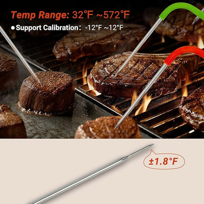 INKBIRD WiFi Meat Thermometer for Grilling, Unlimited Rang Rechargeable BBQ Thermometer APP Calibration, Temp Graph Mobile Notification, 4 Colorful Probes Food Thermometer for Pellet Smoker Oven