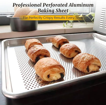 6 Pack Half Size Aluminum Perforated Baking Sheet Pan, 13"×18" Cookie Sheets For Oven in Bakery, Restaurant & Kitchen