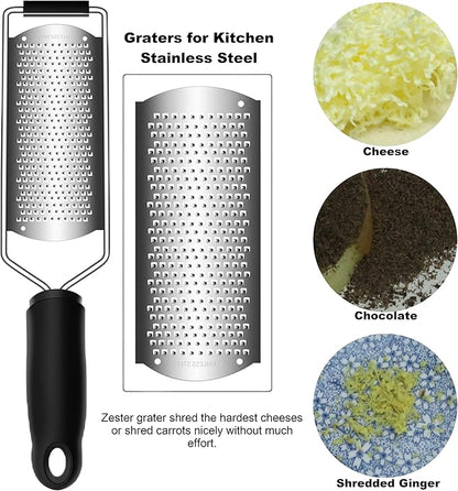 Cheese Zester Grater Handheld with Handle-Lemon Citrus Zester Tool Graters for Kitchen Stainless Steel Salad Spinner Cake Decorating Supplies,Perfect Kitchen Gadgets Zucchini Nutmeg Ginger Peeler
