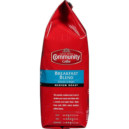 Community Coffee Breakfast Blend, 128 Ounces Ground Coffee, Medium Roast, 32 Ounce Bag (Pack of 4)