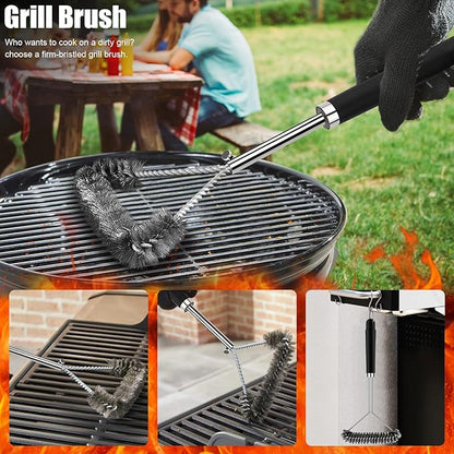 31pcs BBQ Grill Accessories Set for Men Dad, Heavy Duty Grilling Tools Gifts for Christmas, Stainless Steel BBQ Utensils Kit with Mats, Grill Brush in Carrying Bag Black