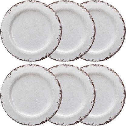 LEHAHA 6 Piece White Dinner Plate Set, 11” Durable Melamine Plates, 6 Piece Camper RV Dishes Set for Formal and casual dining, Lightweight and Chip Resistant, Dishwasher Safe