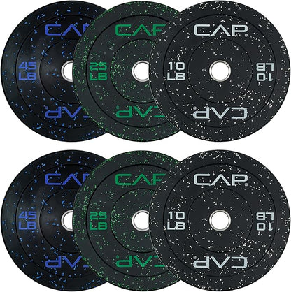CAP Barbell 2-Inch Olympic Bumper Plate Weight Set with 6 Post Rack | 100-370 lbs | Multiple Options