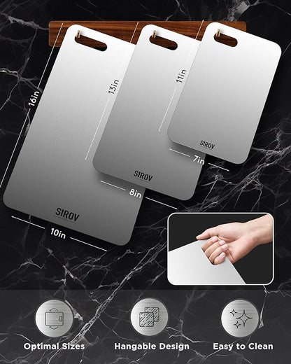 Katuchef Titanium Cutting Board for Kitchen, 100% Pure Titanium Cutting Board Food Grade,Non Toxic chopping board, Dishwasher safe, Easy to Clean Large Size, 16.1”x10”