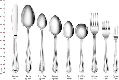 New Star Foodservice 1029420 Bead Pattern, 18/0 Stainless Steel, Dinner/Dessert Spoon, 7.6-Inch, Set of 12